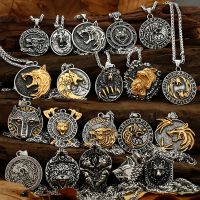 Viking Style Various Wolf Head Runes Original Stainless Steel Material Unisex Necklace Pendant Birthday Gift Factory Wholesale