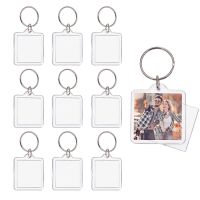 10PCS Clear Acrylic Photo Keychains Blank Square Picture Frame Keyring Insert Personalized Keychain Custom Insert Photo Keyring