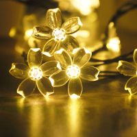 Solar Flower String Lights Outdoor LED Solar Fairy Lights Waterproof Cherry Blossoms Cute Light for Garden Tree Patio Yard Party