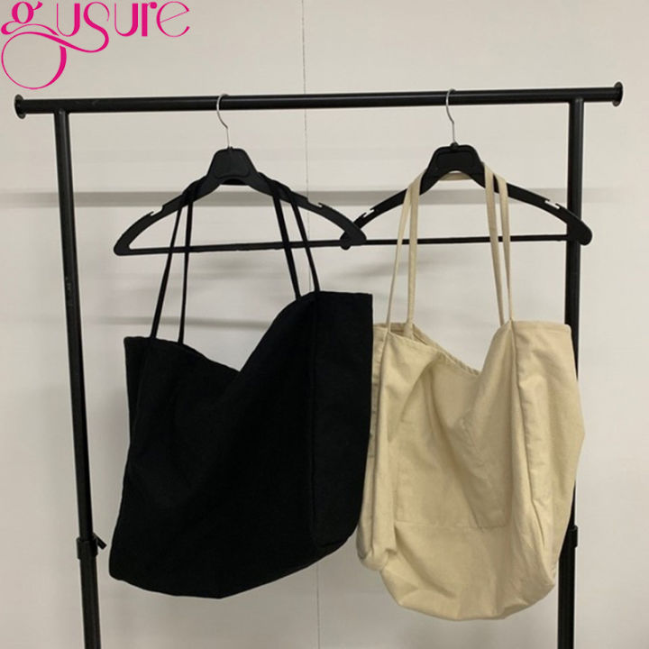 gusure-ผู้หญิงผ้าใบความจุขนาดใหญ่กระเป๋าช้อปปิ้งหญิงผ้าฝ้ายกระเป๋าสะพายไหล่แบบลำลอง-eco-กระเป๋าถือสิรินำมาใช้ใหม่ถุงช้อป