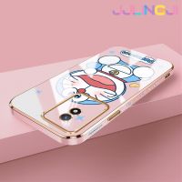 Jjlingji เคสสำหรับ Vivo Y02 Y02A เคส2023 Y11ลายการ์ตูนโดราเอมอนดีไซน์ใหม่ด้านข้างเคสซิลิโคนนิ่มป้องกันกล่องกันกระแทกกล้องฝาปิดเลนส์เต็มรูปแบบ