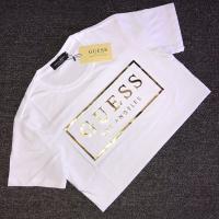 Guess เสื้อยืดแขนสั้นสำหรับผู้ชาย,พิมพ์ลายตัวอักษรใหม่สำหรับฤดูใบไม้ผลิ/ฤดูร้อน