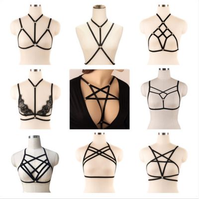 【YF】✑✥﹊  BDSM Harness for Fetish Chest Bondage Hollow Elastic Goth Crop Suspender Garter