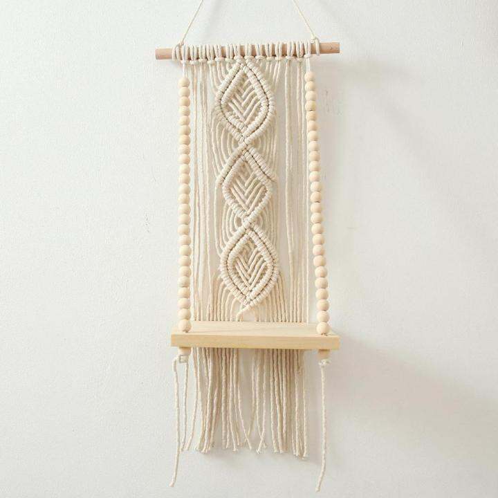 cw-boho-handmade-tassel-macrame-tapestry-wall-hanging-shelf-boho-cotton-rope-plant-hanger-wood-floating-shelf-wall-decor