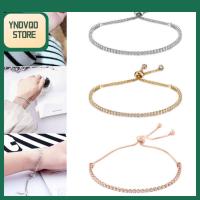 YNDVQO STORE เต็มแสงจ้า สร้อยข้อมือคริสตัลพลอยเทียม ปรับได้ปรับได้ เพชรเทียม CZ กำไลเพทาย อุปกรณ์เสริมความงาม โลหะผสมอัลลอยด์ กำไลข้อมือเทนนิส สำหรับผู้หญิง