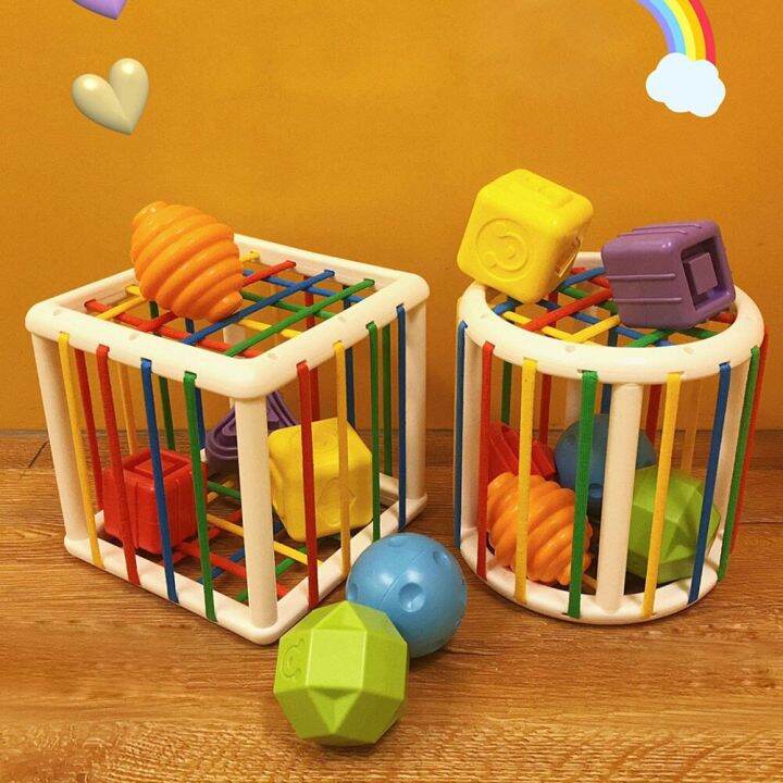 Montessori Baby Shape Sorting Toy Color Recognition Plastic Cube Innybin Shape Sorting Game