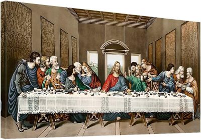 พระกระยาหารมื้อสุดท้ายศิลปะบนผืนผ้าใบสำหรับติดกำแพง Leonardo Da Vinci ภาพวาดคลาสสิกงานศิลปะทำซ้ำที่มีชื่อเสียงพิมพ์ภาพกรอบสำหรับห้องห้องครัวห้องทานอาหารสำนักงานห้องโถงการตกแต่งบ้านของขวัญ-X