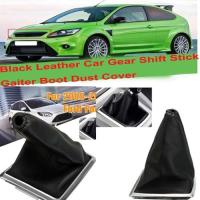 Black Leather Car Gear Shift Stick Gaiter Boot Dust Cover Handbrake For Ford For Focus 2005 2006 2007 2008 2009 2010 2011 2012