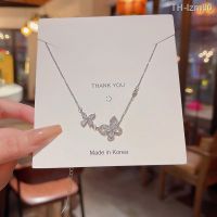 ? เครื่องประดับ Light luxury niche senior design feeling zircon titanium steel butterfly necklace female ins joker temperament collarbone chain