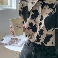 DUOLIN Summer New Style Short-Sleeved Printed Shirt Womens Leopard Print R Hong Kong Blouse Women