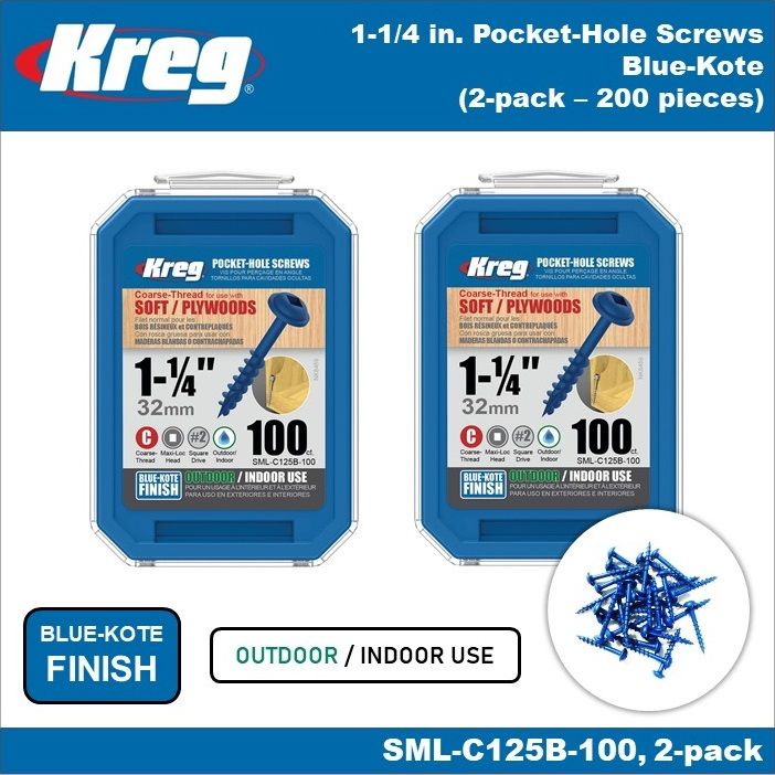 Kreg Pocket Hole Screws - Blue-Kote 1-1/2 / 100