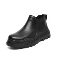 British style black leather boots men 2023 new thick soled spring and autumn new ankle boots