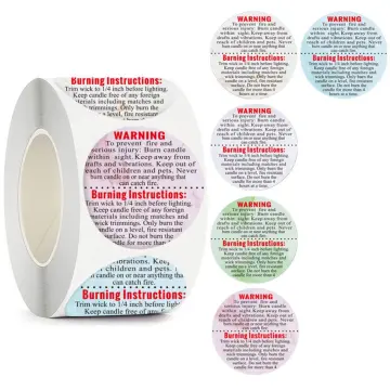 White Candle Warning and Wax Melt Safety Label Template 01