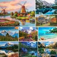 卐♂❍ Flower Landscape 11CT Embroidery Cross Stitch Kits Craft Needlework Set Cotton Thread Home Decoration Wholesale For Living Room