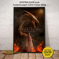 House of the Dragon Poster "Game of Thrones" Fire &amp; Blood โปสเตอร์ซีรีย์แห่งปี ศึกสายเลือดมังกร โปสเตอร์ภาพขนาด 33X48 cm