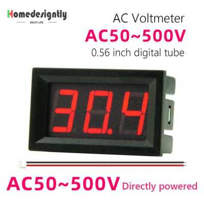 0.56นิ้ว Digital Voltmeter จอแสดงผล LED AC 50-500V Digital Voltmeter Gauge Instrument เครื่องมือเครื่องวัดแรงดันไฟฟ้าความแม่นยำสูงสำหรับรถจักรยานยนต์