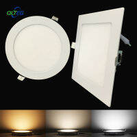 Ultra Thin LED แผง Downlight 3W 6W 9W 12W15W 18W รอบสแควร์ LED เพดานโคมไฟ AC85-265V LED แผงหรี่แสงได้โคมไฟ