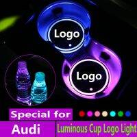 2ชิ้นไฟถ้วยโลโก้รถ Led สำหรับ A4 A6ออดี้ A5 A7 A8 Q7 Q5 Q3 Tt S Line Logo Light Light Light Luminous Coaster ผู้ถือเครื่องดื่ม