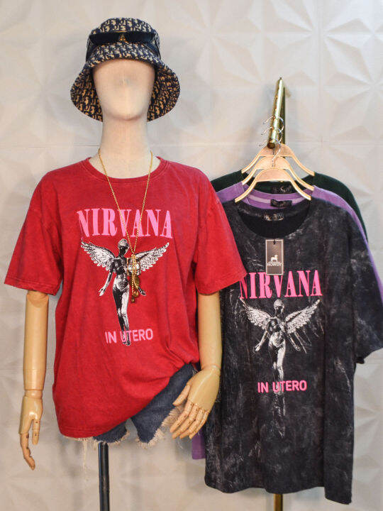 เสื้อยืด-ฟอกnirvanaนางฟ้า-เนื้อผ้าดีใส่สบายผลิตจากไทยจัดส่งไวมีบริการเก็บเงินปลายทาง