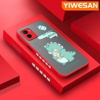 YIWESAN เคส Y01สำหรับ VIVO Y15s Y15a,เคสนิ่มป้องกันคลุมทั้งหมดปลอกซิลิโคนลายการ์ตูนลายไดโนเสาร์บางมีน้ำค้างแข็งโปร่งใสแข็งขอบสี่เหลี่ยมกันกระแทก