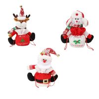 【CW】 Christmas for Doll Gift Bag Drawstring Santa Snowman Elk Pouches Handheld for Children Festival Candy Biscuit Packaging