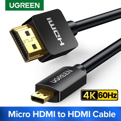 Ugreen Mikro HDMI 4K/60Hz 3D Efek Mikro Mini HDMI Ke Kabel HDMI Laki-laki Ke Laki-laki untuk GoPro Sony Proyektor 1M 1.5M 2M 3M Mini HDMI