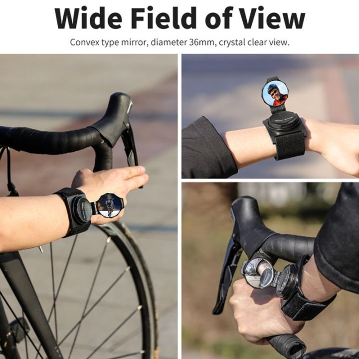 กระจกมองหลังสำหรับขี่จักรยานหมุนได้360-จักรยานเสือหมอบเสือภูเขาที่ปลอดภัยกระจกมองหลังข้อมือกระจกมองหลัง