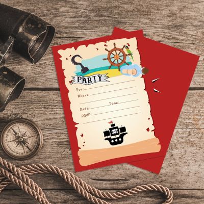 10pcs/set DIY Caribbean Pirate King Ship Theme Birthday Party Decoration Paper Greeting Invitation Cards Kids Ocean Party