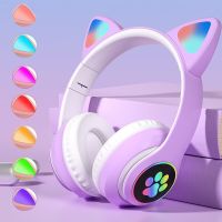 5.1 Bluetooth Wireless Headphones Headset Cat Ear Headphones For Childrens Kids Gift With Flash Light HD Voice Microphone Over The Ear Headphones