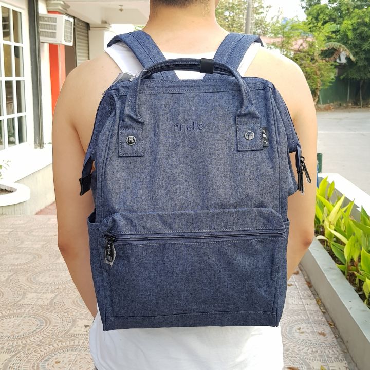 Original Anello Classic Canvas Backpack - Dark Blue, Men's Fashion