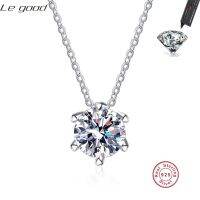 New Genuine 1CT 2CT Womens Moissanite Wedding Necklace 925 Sterling Silver Round Brilliant Engagement Necklace