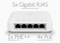 5-Port Layer 2 Gigabit Switch with PoE Support The UniFi® Switch Flex is a managed, Layer 2 Gigabit switch with auto-sensing 802.3af PoE support.  Model: USW‑Flex