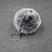 【DT】Frost Color Fluffy Rabbit Fur Pompom Key Chain Women Cute Girl Pompon Ball Keychain On Bag Car Trinket Female Jewelry Party Gift hot