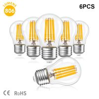 G45 Ultra Bright 806lm Edison LED Filament Globe Bulbs หรี่แสงได้ลึก E27 6.5W โคมไฟแก้ววินเทจหลอดไฟฟองสบู่❃