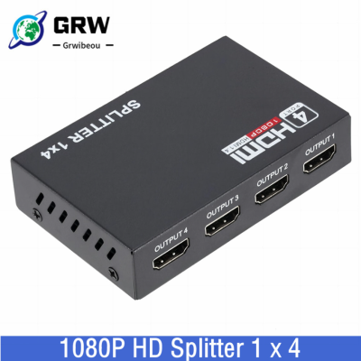 1X4 HDMI-Compatible Splitter Converter 1 In 4 Out HD เครื่องขยายเสียง1.4 HDCP 1080P จอแสดงผลคู่สำหรับดีวีดี PS3 HDTV X