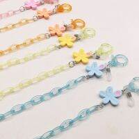 Cute Cartoon Flower Pendant Long Necklace Face Mask Anti-lost Strap Holder Acrylic Chain Necklace Candy Color Eyeglass Chain Eyewear case