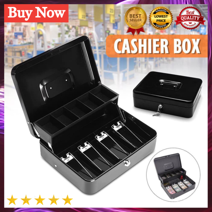 Cash Box With Money Tray And Lock, Cashier Drawer Box, Money Box With