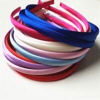 【YF】 3pcs/lot 10mm Colored Satin Covered Resin HairbandsFor Children Solid Hair Band HeadbandSatin Head Hoop