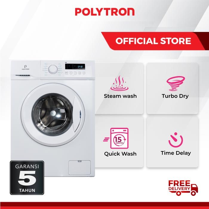 Polytron Mesin Cuci Front Loading Tabung Kg Wonder Wash Automatic