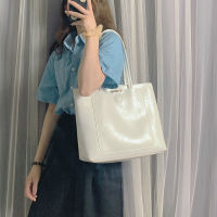 WomenS Large Leather Work Tote Bag Black White Korean Shoulder Bag WomenS Shoulder Strap Handbag Big Shopper 2022 New Trend