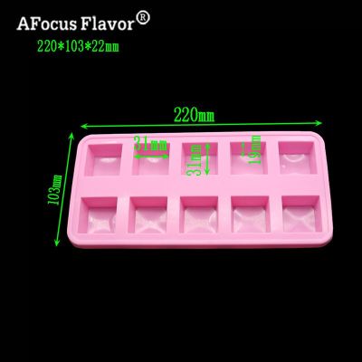 ；【‘； 1 Pc 10 Holes Square Handmade Soap Silicone Mold Decorative Kitchen Making A Cake Baked Chocolate Fudge Food Forming Stencil