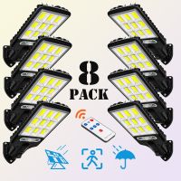 ◑ 1 8pack Solar Street Lights Outdoor 108COB LED Solar Lamp With 3 Lighting Mode Motion Sensor Security for Garden Patio Path Yard