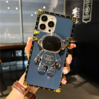 แฟชั่นนักบินอวกาศโทรศัพท์กรณีสำหรับ Xiaomi Redmi หมายเหตุ7หมายเหตุ7 Pro หมายเหตุ8หมายเหตุ8 Pro หมายเหตุ9S หมายเหตุ9 Pro หมายเหตุ9 Pro สูงสุด10 5G หมายเหตุ10 Pro 5G Redmi 9A 9C 9T 10 10C Case Luxury Square Phone Cover With Astronaut Folding Phone Holder