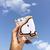 Ins Japanese and Korean style cute Snoopy short wallet multi-functional snap-type three-fold PU card bag female coin purse