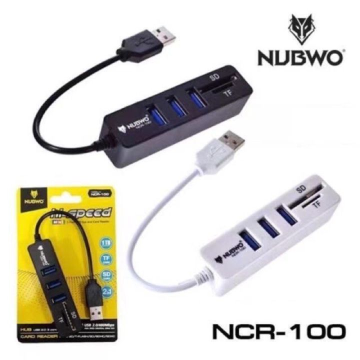 nubwo-ncr-100-ตัวเพิ่มช่อง-usb-ตัวอ่านการ์ด-usb-hub-3-port-card-reader-2-0