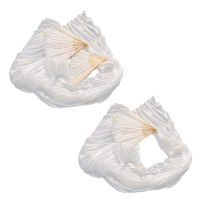 100% Silk Unisex Chinese Silk Veil Dance Fans 3Pcs Belly Dance Fans White Color 180X90cm