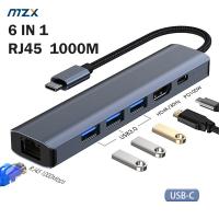 MZX 6-In-1 1000Mbps RJ45อีเทอร์เน็ตแท่นวางมือถือ4K HDMI-USB ที่เข้ากันได้ฮับ3.0 Type C 3 0