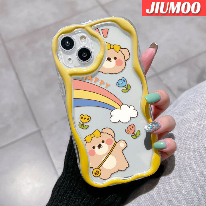 เคส-jiumoo-สำหรับ-oppo-r17-r15-pro-เคสการ์ตูนหมีมีความสุขความคิดสร้างสรรค์เคสโทรศัพท์โปร่งใสเนื้อครีมกรอบซิลิโคนนิ่มกันกระแทกป้องกันเลนส์กล้องเคสใส