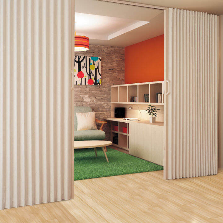 Japanese folding door sliding door Invisible PVC trackless bathroom