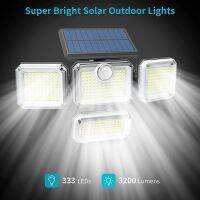 333 LED Solar Lights Outdoor Motion Sensor Human Induction Adjustable head IP65 Waterproof Solar Power Wall Lamp For Home Garden Power Points  Switche